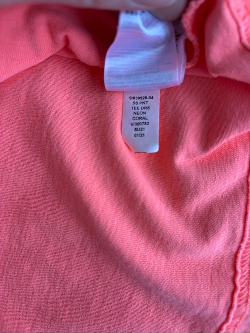 GAP Women Neon Coral T Shirt Dress Short Sleeve Pocket Casual Mini, Size XS